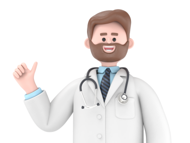 Erkek Doktor Iverson 'un 3 boyutlu illüstrasyonu başparmağı yukarı kaldırıyor. Saydam Arkaplan Mockup.PNG dosyalarını şeffaf arkaplanlara aktarır.