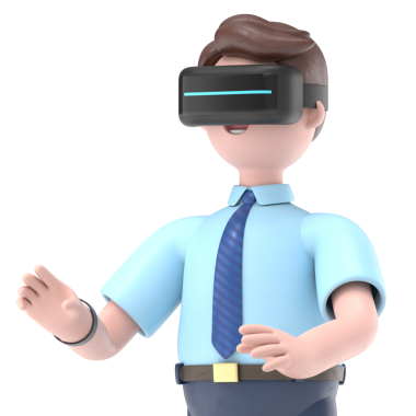 Sanal gerçeklikte gülümseyen Asyalı Felix 'in gelecekteki teknolojiyle oynadığı 3 boyutlu bir çizim. Şeffaf arkaplan. Saydam arkaplan içeren PNG dosyalarını gönderir.