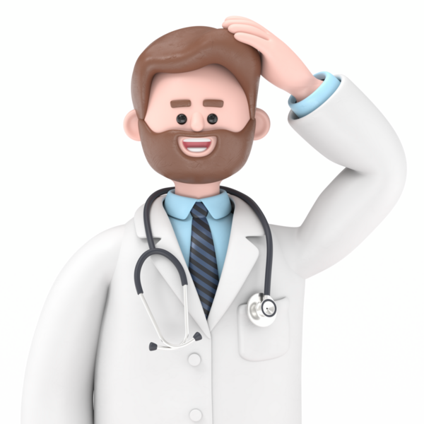 Erkek Doktor Iverson 'ın 3 boyutlu resmi kavşaklarda duruyor. Şeffaf Arka plan Mockup.Şeffaf PNG dosyalarını şeffaf arkaplanlara aktarır..