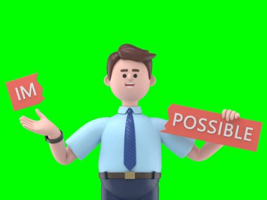 3D resimde gülümseyen Asyalı Felix 