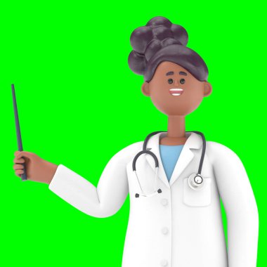 3 Boyutlu Erkek Doktor Iverson Sunumu Bilgi Sunumu, Yeşil Ekran Mockup3D Görüntü ve kırpma yolu için Yeşil Ekran.