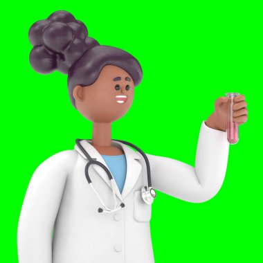 3 boyutlu erkek doktor Iverson 'un tıbbi gözaltı tüpleri, yeşil ekran Mockup3D görüntüsü yeşil ekran görüntüleme ve kırpma yolu.