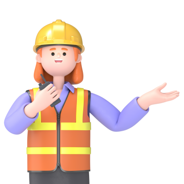 Kadın mühendis Pam 'in 3D çizimi - mikrofonlu haber sunucusu. Şeffaf Arkaplan Mockup.Şeffaf PNG dosyaları şeffaf arkaplan.