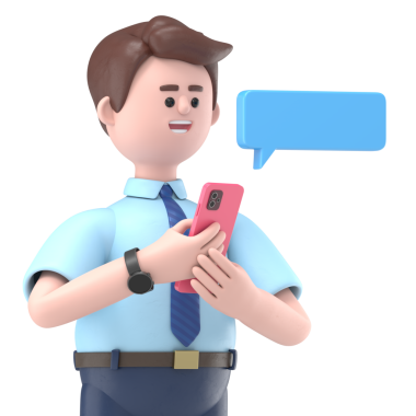 Telefonlu Asyalı Felix 'in 3 boyutlu illüstrasyonu. Şeffaf Arkaplan Mockup.PNG dosyalarını şeffaf arkaplanlara aktarır.