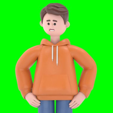 Erkek Qadir 'in 3 boyutlu resmi üzücü. Yeşil Ekran Mockup3D görüntüleme ve kırpma yolu için Yeşil Ekran.
