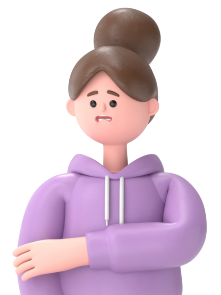 Asyalı kız Renae 'nin 3D illüstrasyonu üzücüdür. Şeffaf Arkaplan Mockup.PNG dosyalarını şeffaf arkaplanlara aktarır.