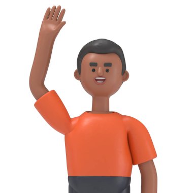 Üç boyutlu yakışıklı David 'in el kaldırması, Yeşil Ekran Mockup.3D görüntüleme ve kırpma yolu için Yeşil Ekran.