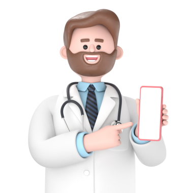 Telefonlu Erkek Doktor Iverson 'un 3D illüstrasyonu. Şeffaf Arkaplan Mockup.PNG dosyalarını şeffaf arkaplanlara aktarır.