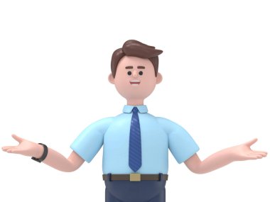 Asyalı Felix 'in soru işaretleriyle çevrili 3D görüntüsü. Beyaz Ekran Mockup3D görüntüleme ve kırpma yolu için beyaz ekran.