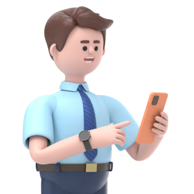 3D resimde Asyalı Felix 'in elinde akıllı telefon var. Mockup.Şeffaf arkaplan Mockup.PNG dosyalarını şeffaf arkaplanlara aktarır.