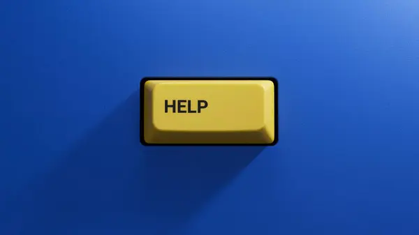 Ekranda Yardım Simgesi Olan Boyutlu Bilgisayar Klavyesi Yardım Yardım Yardım — Stok fotoğraf