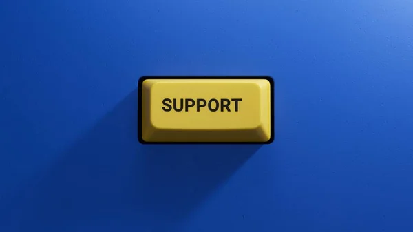Podpora Tlačítka Modrém Pozadí — Stock fotografie
