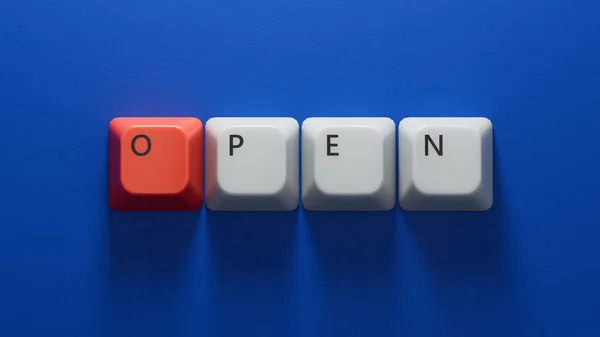 Otevřená Cedule Otevřenými Dveřmi — Stock fotografie