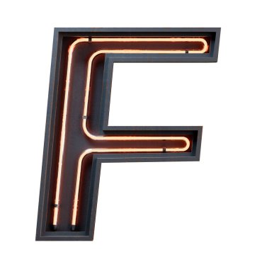 Metal dokudaki f harfi. beyaz arkaplanda izole.