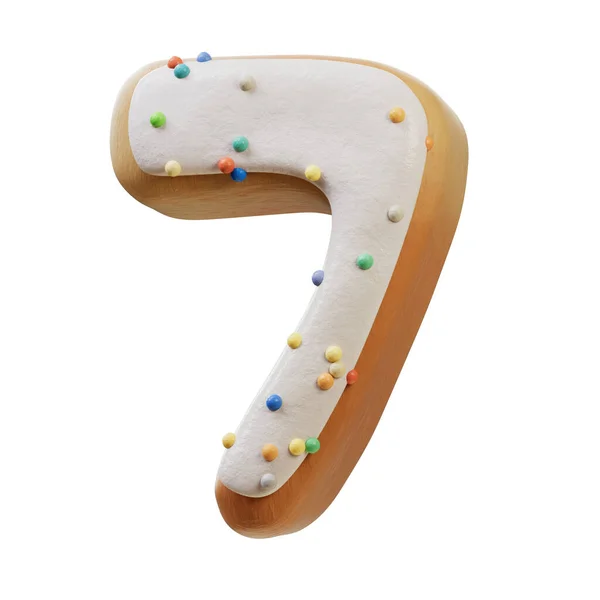 带有甜甜圈的字母7 3D渲染 — 图库照片