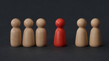 3 boyutlu illüstrasyon. Tahta figürler. konsept. insanlar.