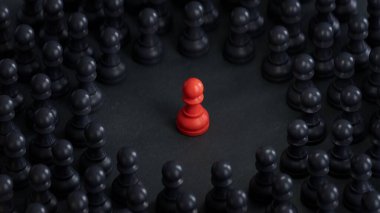 Boş bir kara tahtanın ortasında duran bir grup insan. Takım çalışması kavramı. 3 Boyutlu Hazırlama.