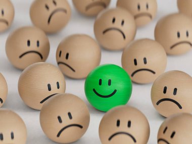 Gülümseyen ve renkli ifadeler. 3d illüstrasyon