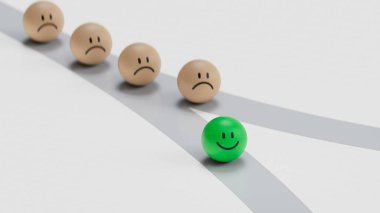 Beyaz arka planda hüzünlü bir gülümseme