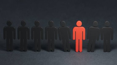 İş ekibi. Liderlik ve başarı. 3 boyutlu resimleme