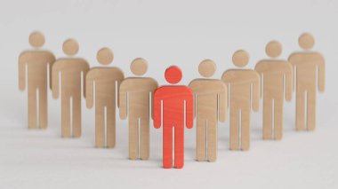 Sıraya dizilmiş tahta insanlar