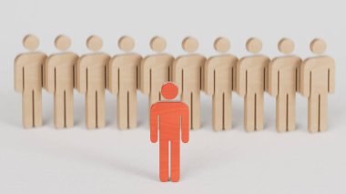 Beyaz bir kağıt çemberin önünde duran adam. İnsan kaynakları kavramı. 3d illüstrasyon.