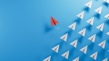 Kağıt tekne ve kağıt uçak. 3d oluşturma.