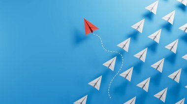 Liderlik. Kağıttan uçakla denize açılan kağıt gemi..