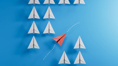 Kağıt uçak ve kağıt gemi. Liderlik ve iş kavramı