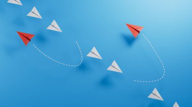 Mavi gökyüzünde uçan kağıt uçak