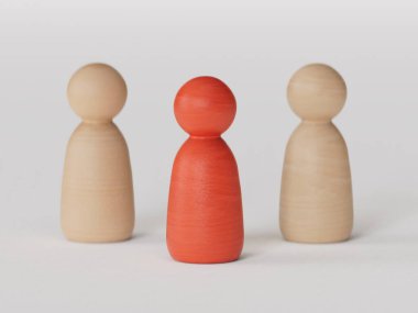 Liderlik, iş konsepti, lider takım çalışması ve beyaz arkaplanda 3D görüntüleme.