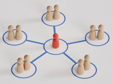 Çizgi film karakterleri grubu - sosyal ağ konsepti - 3D illüstrasyon.lider takım çalışması ve beyaz arkaplanda 3D başarılı yorumlama.