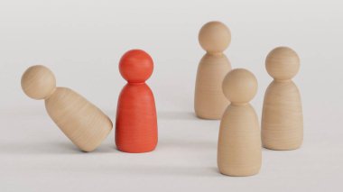 The conflict between two companies and a business, the rivalry of Leaders in blue and red leads a group of white employees to compete, Staff recruitment.
