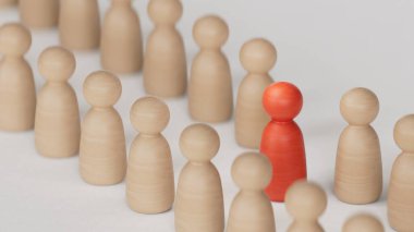 Kalabalıktan uzak dur. Bireysellik, orijinallik ve benzersizlik.Beyaz arka planda 3D görüntüleme.