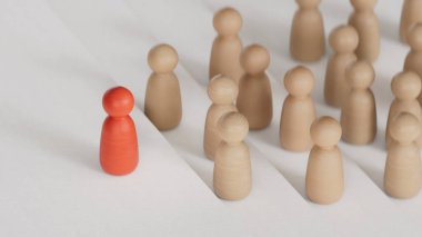 Satranç piyonu harika. Liderlik kavramı. Benzersiz bireysellik ve beyaz arka planda gösterilen 3D kalabalığın dışında durmak.