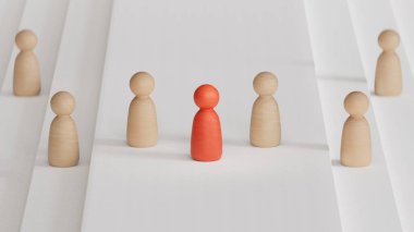 Basamaklarda satranç liderliği ile kurumsal rekabet. Beyaz arkaplandaki iş stratejisi, liderlik ve yönetim için mükemmel..