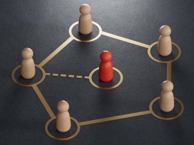 Çevrimiçi ve birbirleriyle iletişim halindeler. İnsanlar arasındaki sosyal bağlantılar. Ekip lideriyle ya da grubun yeni üyesiyle takım iletişimi.