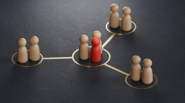 Çevrimiçi ve birbirleriyle iletişim halindeler. İnsanlar arasındaki sosyal bağlantılar. Ekip lideriyle ya da grubun yeni üyesiyle takım iletişimi.