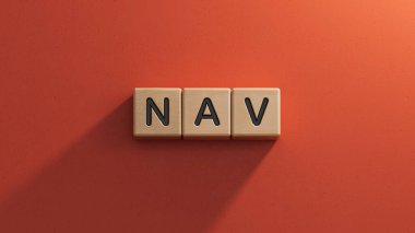 Tahta küplere navigasyon uygulaması. Tahta elementlere yakın, kırmızı arkaplanda 3D İş Konsepti..