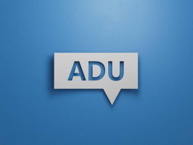 adu , questions and answers on Speech Bubble.Minimalist Abstract Design With White Cut Out Paper.3D rendering on blue background. clipart