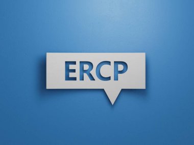 word ercp is made of wooden. medical concept of treatment, .Minimalist Abstract Design With White Cut Out Paper.3D rendering on blue background. clipart