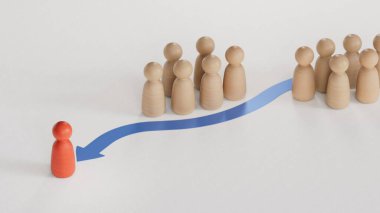 Kırmızı piyon dövüşü. Üç boyutlu illüstrasyon. ekonomik durum ve sosyal başarı beyaz zemin üzerinde 3D görüntüleme.