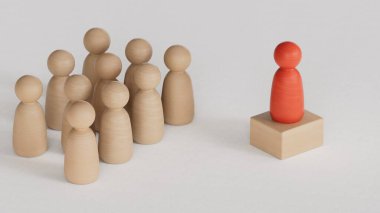 Kızıl Lider. ekonomik durum ve sosyal başarı beyaz zemin üzerinde 3D görüntüleme.