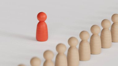 Tek başına ayakta duran, gerekli kişinin tasviri. ekonomik durum ve sosyal başarı beyaz zemin üzerinde 3D görüntüleme.