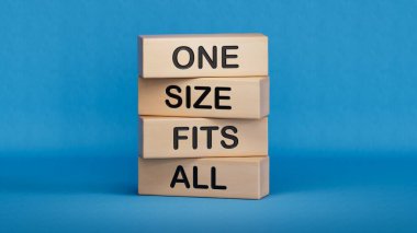 Tüm sembollere uyan bir beden. Sözcüklerin hepsi tahta bloklara uyar. İş ve tek boyut tüm kavramlara uyar. Boşluk 3D görüntülemesini mavi arkaplana kopyala.