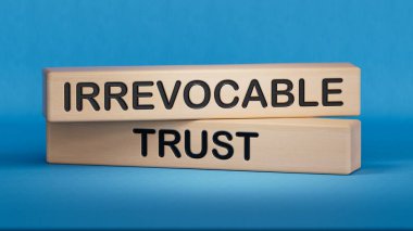 Tahta bloklarda yazanlara güvenilemez metin. İş konsepti. Tahta küp bloklar. Boşluk 3D görüntülemesini mavi arkaplana kopyala.