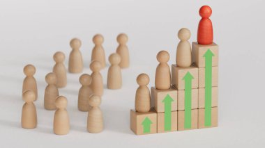 Okurluk, hedef ve başarı kavramları için motivasyon. İnsan performansı. Meydan okuma ve fırsatçılık. İş başarısı kavramına sahip liderlik beyaz arka planda 3D sunumu.