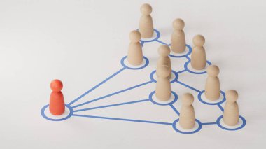 Etkini ve fikirlerini diğer insanlara yay. İşletme lideri, işe alım. Beyaz arka planda sosyal yönetim ve 3D manipülasyon.