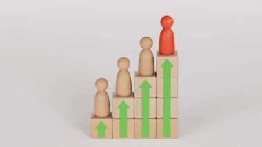 İş büyümesi konusunda başarı fikri mi yoksa iş hayatında kariyer yapmak mı? Beyaz arkaplanda 3D görüntüleme yönetim veya pazarlama planlamada görev, hedef veya hedef.