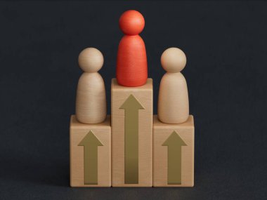 Zirveye ulaşma yarışında rakipler. Rekabet ve sportmenlik. Politik mücadele. Siyah arkaplanda 3D liderlik savaşı.